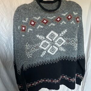 Venezia Gray and Black Nordic Pattern Sweater
